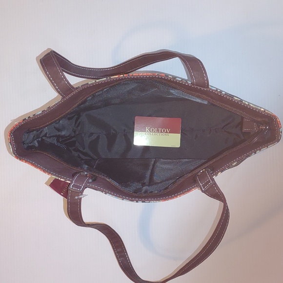😺KOLTOV Abby Tote in Black & Saddle New Bag - Picture 11 of 15
